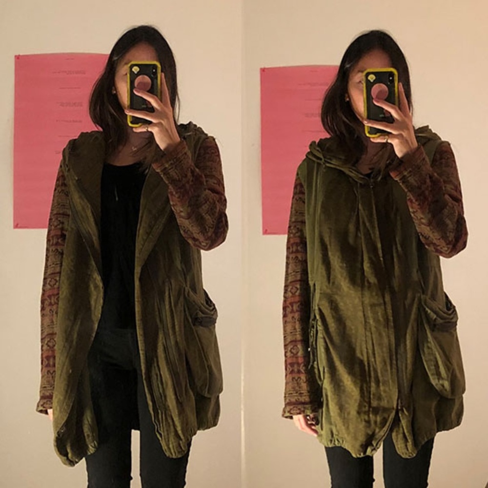 Free People Green Embroidered Coat